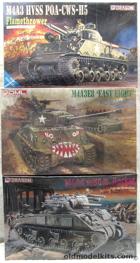 Dragon-DML 1/35 6041 M4A4 Sherman With 60 lb. Rocket / 9009 M4A3E8 Sherman 'Easy Eight' Korean War / 6807 M4A3  Sherman HVSS POA-CWS-H5 plastic model kit